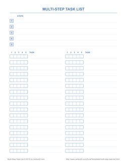 Mutli-Step Task List © 2015 by Vertex42.com
http://www.vertex42.com/ExcelTemplates/multi-step-task-list.html
MULTI-STEP TASK