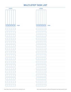 Mutli-Step Task List © 2015 by Vertex42.com
http://www.vertex42.com/ExcelTemplates/multi-step-task-list.html
MULTI-STEP TASK
