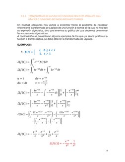 9 
 
9.1.3. TRANSFORMADA DE LAPLACE DE FUNCIONES DESCRITAS MEDIANTE UNA 
GRÁFICA O FUNCIONES DEFINIDAS MEDIANTE TRAMOS 
 
En