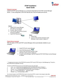 ETAP Installation Quick Guide | PDF | Computers | Technology & Engineering