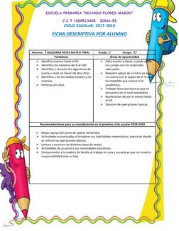 ESCUELA PRIMARIA “RICARDO FLORES MAGON” 
C.C.T 15DPR1342B   ZONA:52 
CICLO ESCOLAR: 2017-2018 
FICHA DESCRIPTIVA POR ALUMNO