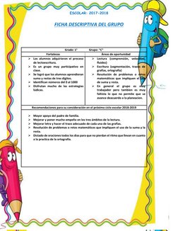 ESCOLAR: 2017-2018 
 
FICHA DESCRIPTIVA DEL GRUPO