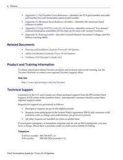 x
Preface
Field Terminations Guide for Tricon v9–v10 Systems
•
Appendix G, Part Number Cross-Reference—identifies the ETA par