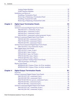 iv
Contents
Field Terminations Guide for Tricon v9–v10 Systems
Analog Output Modules  . . . . . . . . . . . . . . . . . . . .