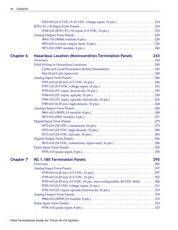 vi
Contents
Field Terminations Guide for Tricon v9–v10 Systems
9763-810 (0–5 VDC/0–10 VDC voltage input, 16 pts.). . . . . .
