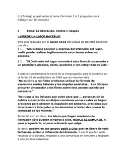 b1) Trabajo grupal sobre el tema (formular 2 ó 3 preguntas para 
trabajar por 15 minutos) 
 
c- 
  Tema: La liberación, límit