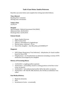 Task 4 Case Notes: Sandra Peterson  
Read the case notes below and complete the writing task which follows.  
Time Allowed 
R