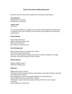 Task 2 Case Notes: Robyn Harwood 
 
 
Read the case notes below and complete the writing task which follows.  
 
Time Allowed