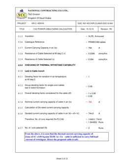 11kV Cable Sizing and Calculation Guide | PDF | Electrical Resistivity ...