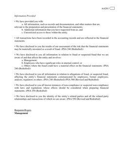 AA201 
Information Provided 
 
• We have provided you with: 
a. All information, such as records and documentation, and other