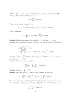 m′Δθ = β. Let ΔA be the polar rectangle with sides rk −Δr/2, rk + Δr/2 and α + kΔθ, α +
(k + 1)Δθ. Then we deﬁne the Riemann