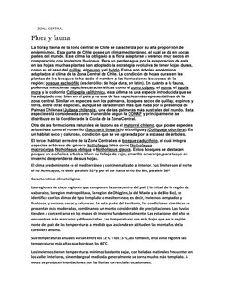 ZONA CENTRAL 
Flora y fauna 
La flora y fauna de la zona central de Chile se caracteriza por su alta proporción de 
en
