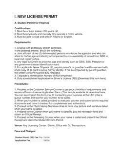 Student Permit Example Student Permit and License Requirements | PDF | Identity Document ...