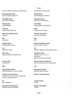 Sheet1
Page 3
Superior Oblique (Intortion and depression)
Lateral Rectus (Lateral Eye)
Supraspinatus Strain
Deltoid Strain
Te