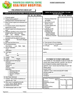 Preoperative Nursing Checklist | PDF | Surgery | Health Care