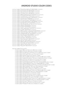 Android Studio Color Codes Guide | PDF | Blue | Grey