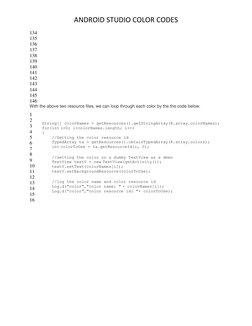 Android Studio Color Codes Guide | PDF | Blue | Grey