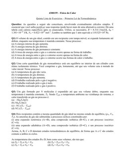 Exercícios sobre a Primeira Lei da Termodinâmica | PDF | Termodinâmica ...