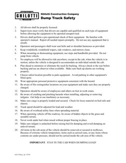 Dump Truck Safety Guidelines | PDF | Truck | Vehicles