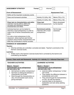 Grade 7 EMS Term 3 Lesson Plans | PDF | Teaching Method | Lesson Plan