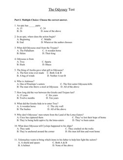 The Odyssey Test Review Guide | PDF | Odysseus | Odyssey