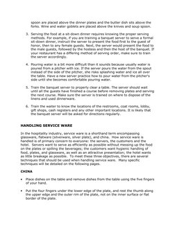 Banquet Server Training Manual | PDF | Tableware | Entrée