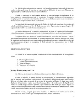 2 
 
La falta de planeamiento de un muestreo o el acondicionamiento inadecuado de un pozo 
pueden resultar en la toma de mu