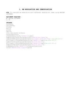 AM and FM Modulation in MATLAB | PDF | Frequency Modulation | Modulation