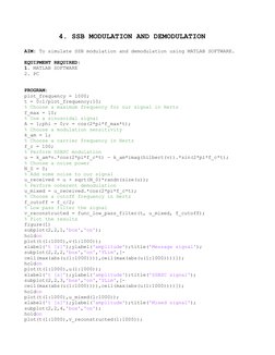 AM and FM Modulation in MATLAB | PDF | Frequency Modulation | Modulation