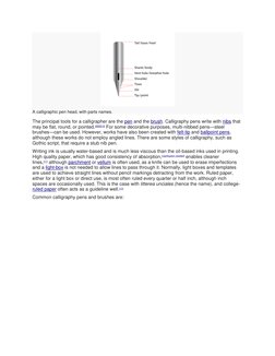 (https://en.wikipedia.org/wiki/File:Pointed_pen_parts.svg)
A calligraphic pen head, with parts names. 
The principal tools