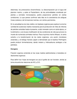 diatomeas, los protozoarios (foraminíferas). La descomposición por el agua del 
plancton marino, y sobre el Faulschlamn, de l