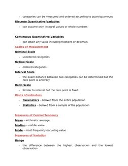 -
categories can be measured and ordered according to quantity/amount
Discrete Quantitative Variables
-
can assume only  inte