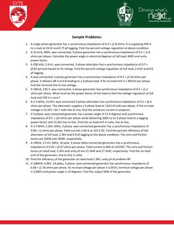 CI TE
2.0
Unlea shing Possibilities
Sample Problems: 
1. A single phase generator has a synchronous impedance of 0.3 +