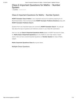 5/1/2018
Class 6 Important Questions for Maths – Number System | AglaSem Schools
https://schools.aglasem.com/60478
1/14
Class