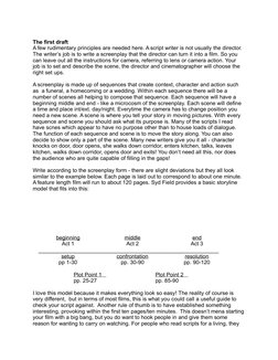 The first draft
A few rudimentary principles are needed here. A script writer is not usually the director. 
The writer’s job