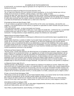 20 EJEMPLOS DE TEXTOS NARRATIVOS 
A continuación, se mostrarán algunos ejemplos de los fragmentos de varias narraciones famos