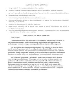 OBJETIVOS DE TEXTOS NARRATIVOS 
 
Comprensión de diversos tipos de textos orales y escritos. 
 
Expresión correcta, coheren