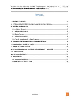 TRABAJO NRO. 01: PROYECTO – DISEÑO, CONSTRUCCIÓN E IMPLEMENTACIÓN DE LA FACULTAD 
DE INGENIERÍA CIVIL DE LA UNIVERSIDAD CÉSAR