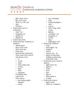 HONG GI 
 
 
 
    LANGUAGE LEARNING CENTER 
 
 
o Dito, diyan, doon 
o Eto, ayan, ayun 
o Wala’ sa, wala’ rito