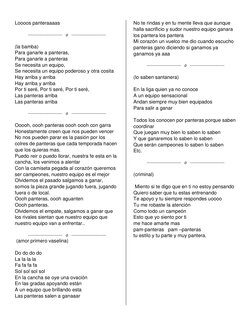 Loooos panteraaaas 
 
-------------------------   o   ------------------------- 
 
(la bamba) 
Para ganarle a panteras,