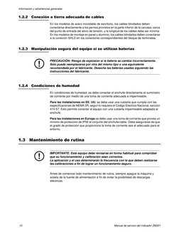 10
Manual de servicio del indicador ZM301
Información y advertencias generales
1.2.2
Conexión a tierra adecuada de cables
En