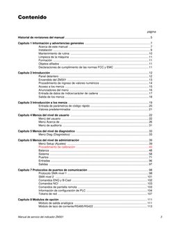 Manual de servicio del indicador ZM301
3
Contenido
página
Historial de revisiones del manual ............................