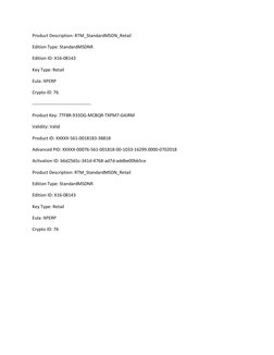 Product Description: RTM_StandardMSDN_Retail 
Edition Type: StandardMSDNR 
Edition ID: X16-08143 
Key Type: Retail 
Eula: ltP