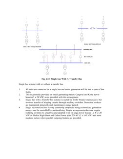 SINGLE SECTIONALISED BUS
SINGLE BUS SINGLE BREAKER
TRANSFER BUS
BUS COUPLER
MAIN BUS
Fig. 6.5.3 Single bus With A Transfer Bu