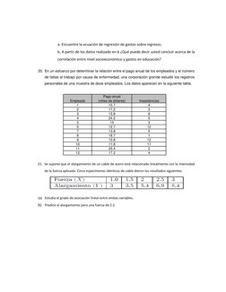 a. Encuentre la ecuación de regresión de gastos sobre ingresos. 
b. A partir de los datos realizado en b ¿Qué puede dec
