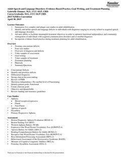 Adult Speech and Language Disorders: Evidence-Based Practice, Goal Writing, and Treatment Planning 
Gabrielle Zimmer, M.S., C