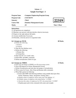 DBMS Question Paper 2024 Sample | PDF | Pl/Sql | Databases