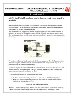 SRI SUKHMANI INSTITUTE OF ENGINEERING & TECHNOLOGY 
Affiliated to PTU, & Approved by AICTE 
 
AIM: To plan IPv6 address