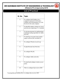 SRI SUKHMANI INSTITUTE OF ENGINEERING & TECHNOLOGY 
Affiliated to PTU, & Approved by AICTE 
 
Sr. No. 
Topic 
1. 
To conf