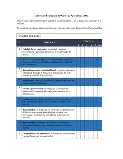 Criterios de Evaluación LORI para Aprendizaje | PDF